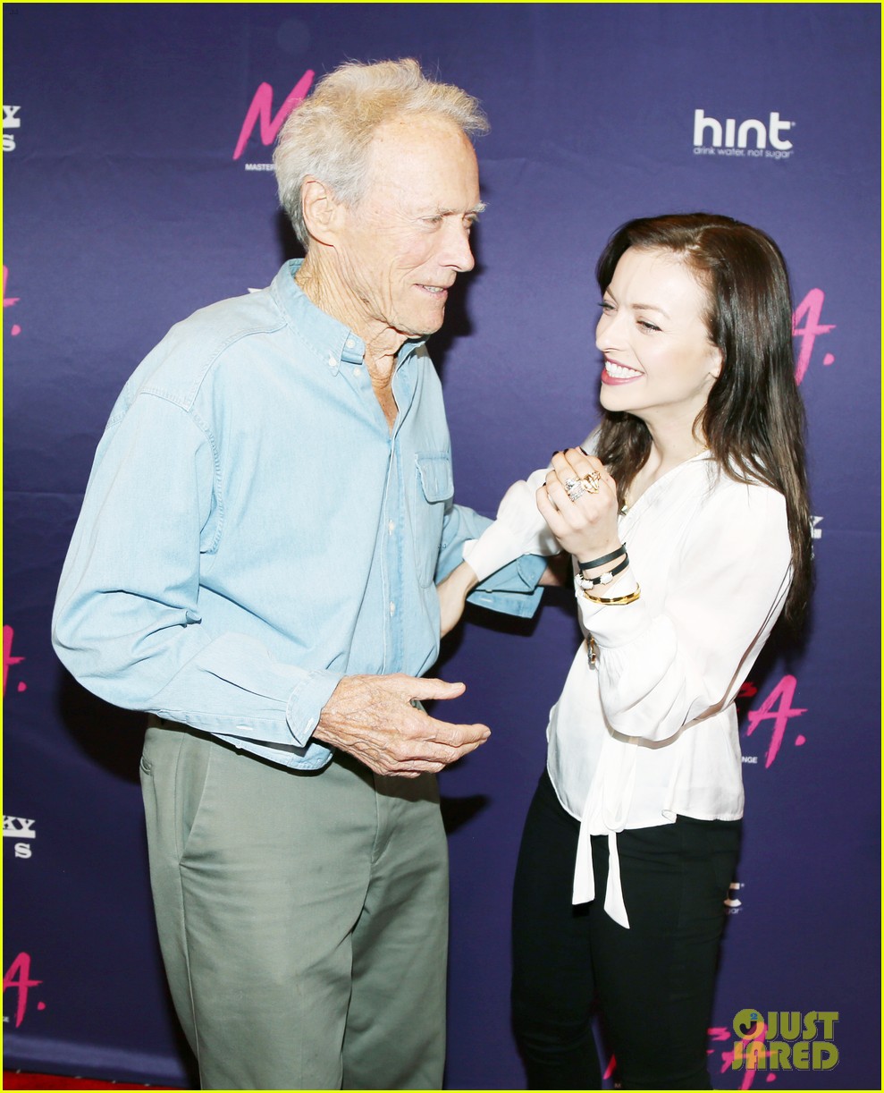 francesca eastwood gets support from father clint at m f a premiere 033967361