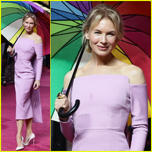 Renee Zellweger Keeps Dry with Umbrella at 'Judy' European Premiere