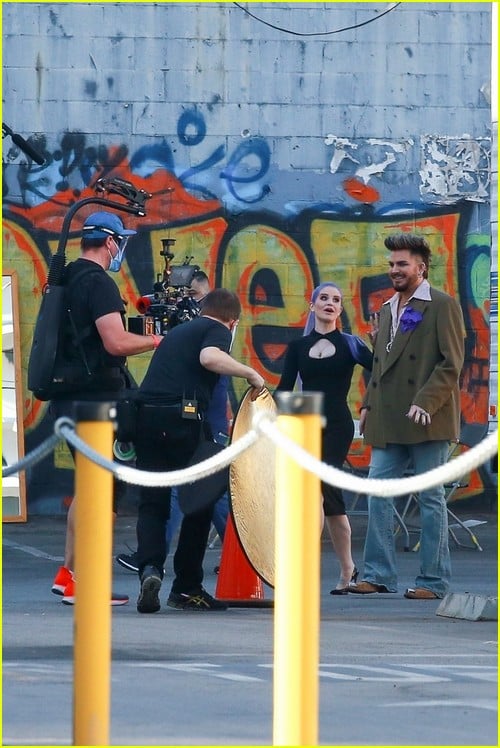 Kelly Osbourne and Adam Lambert on the set of new TV pilot