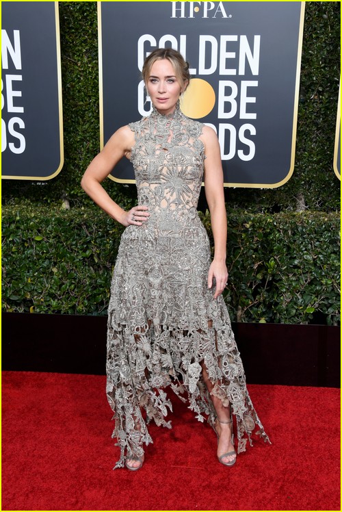 Emily Blunt on Golden Globes red carpet