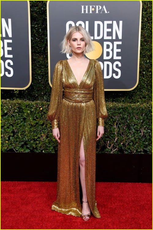Lucy Boynton on Golden Globes red carpet