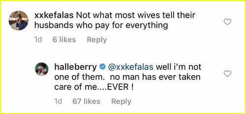 Halle Berry responds to Instagram follower