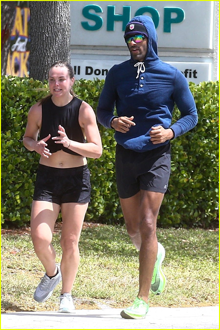 Hannah Brown and Matt James running together