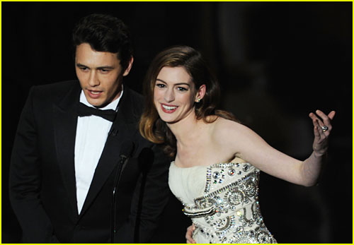 James Franco and Anne Hathaway onstage during the 83rd Annual Academy Awards