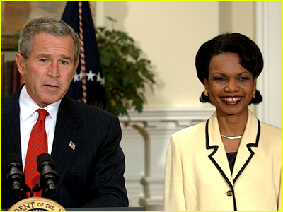 George W Bush and Condoleeza Rice