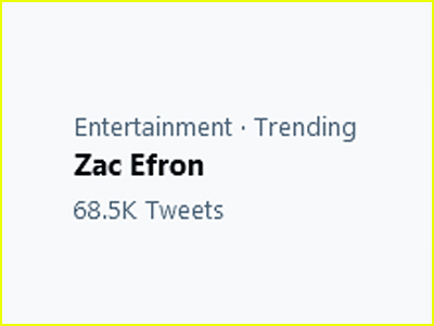 Zac Efron trends on Twitter