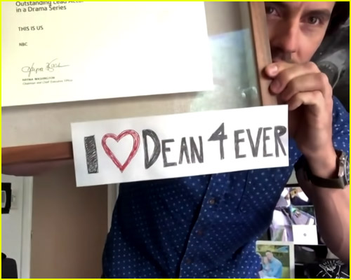 Milo Ventimiglia Holding I love Dean Sign