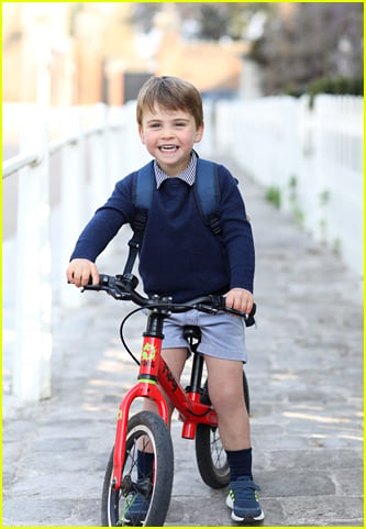 Prince Louis riding bicycle on third birthday