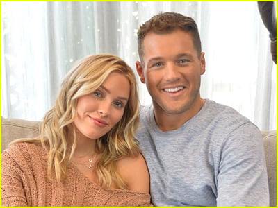 Colton Underwood and Cassie Randolph sitting on a couch