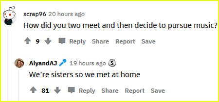 Aly and AJ respond to fan on Reddit