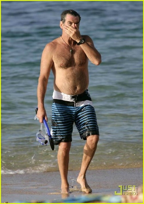 Pierce Brosnan is Shirtless, Wife in Bikini. pierce brosnan shirtless 258.....