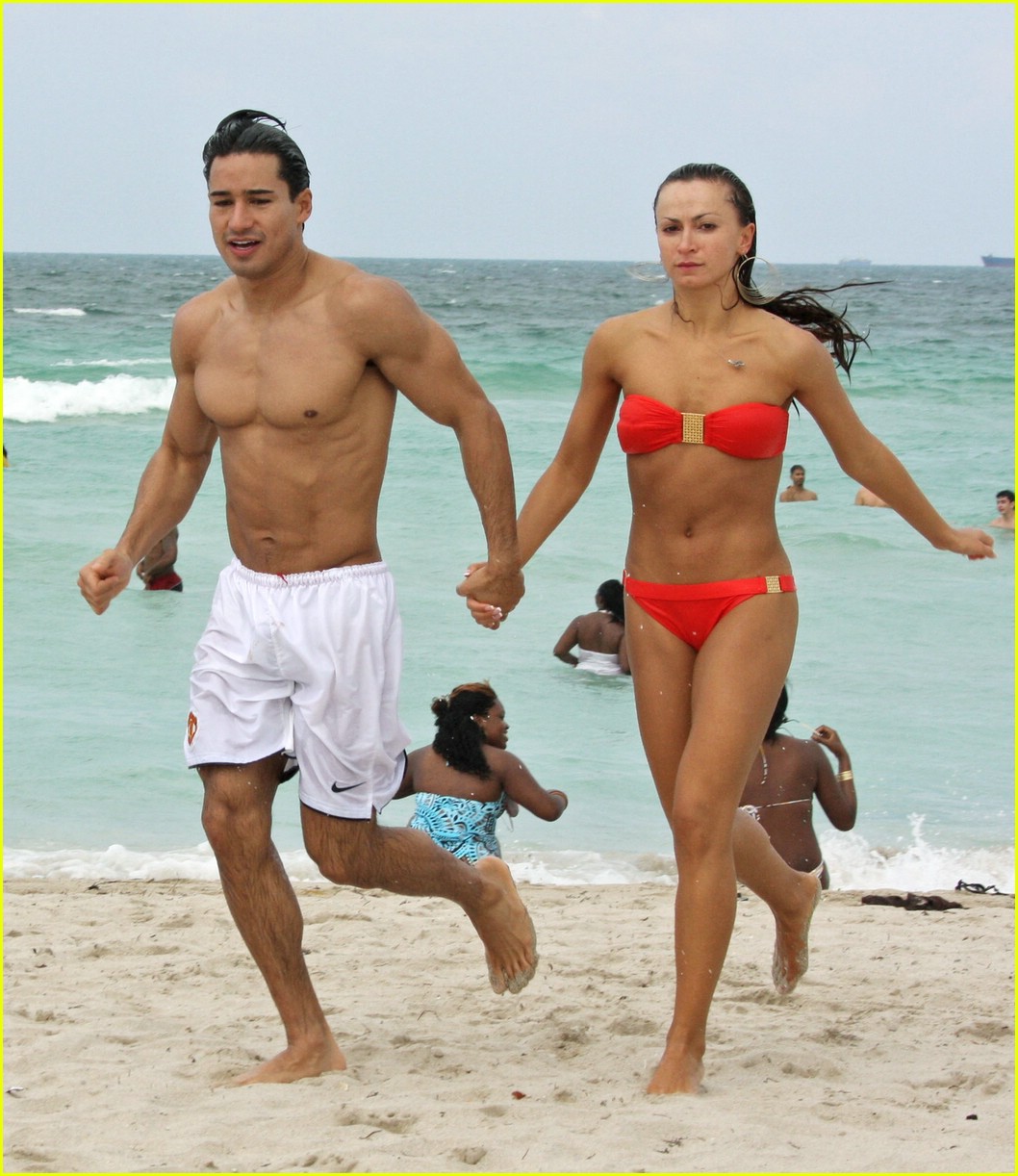 Mario Lopez and girlfriend Karina Smirnoff channel their inner Baywatch and...