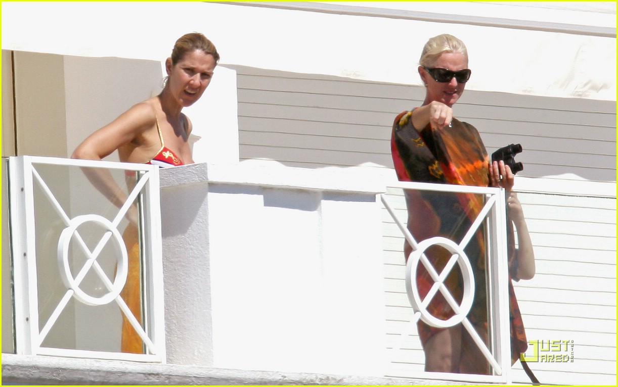 Celine Dion returns to her balcony in Antibes, France, this time wearing a ...
