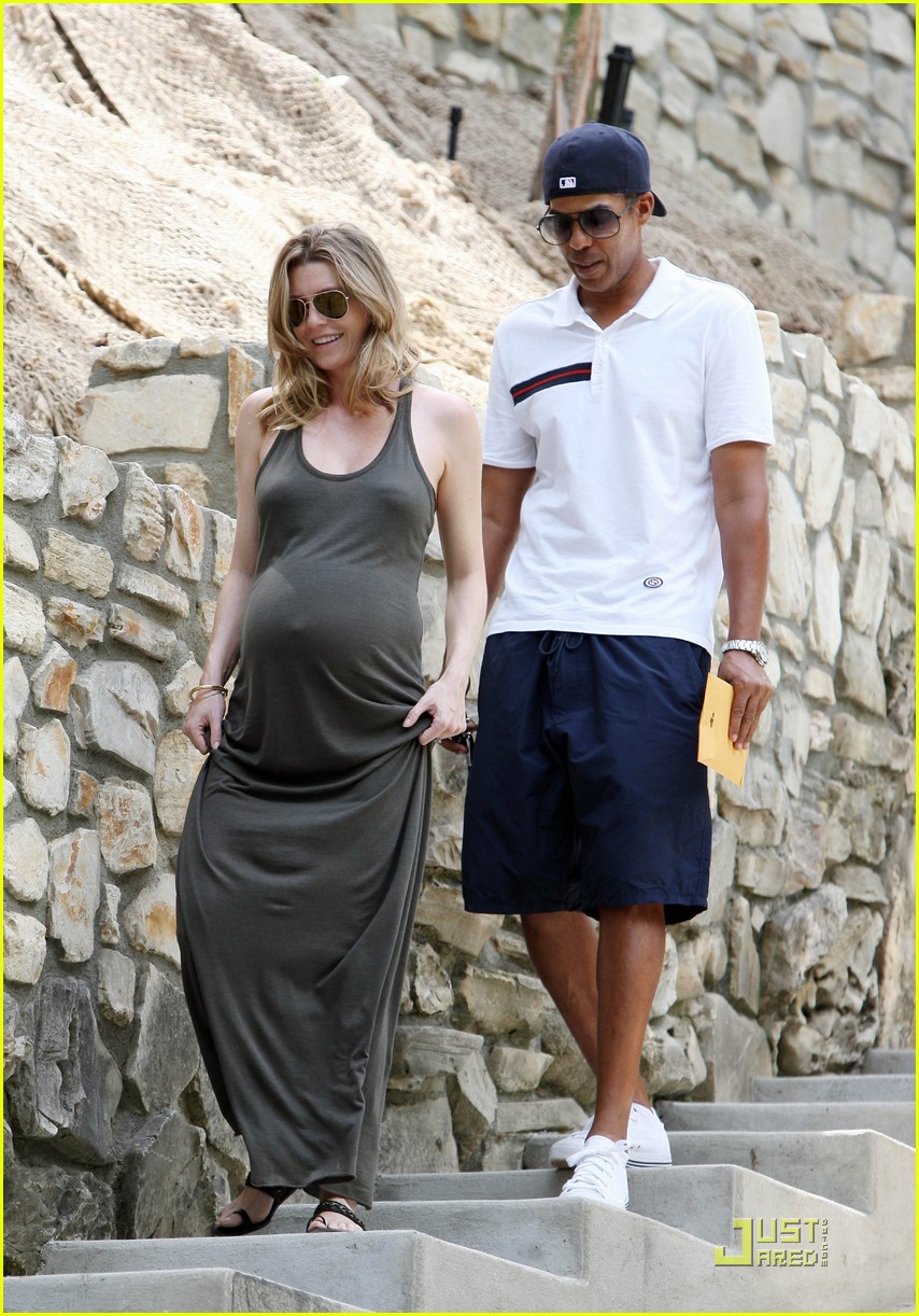Mommy-to-be Ellen Pompeo and husband Chris Ivery check in on the progress o...