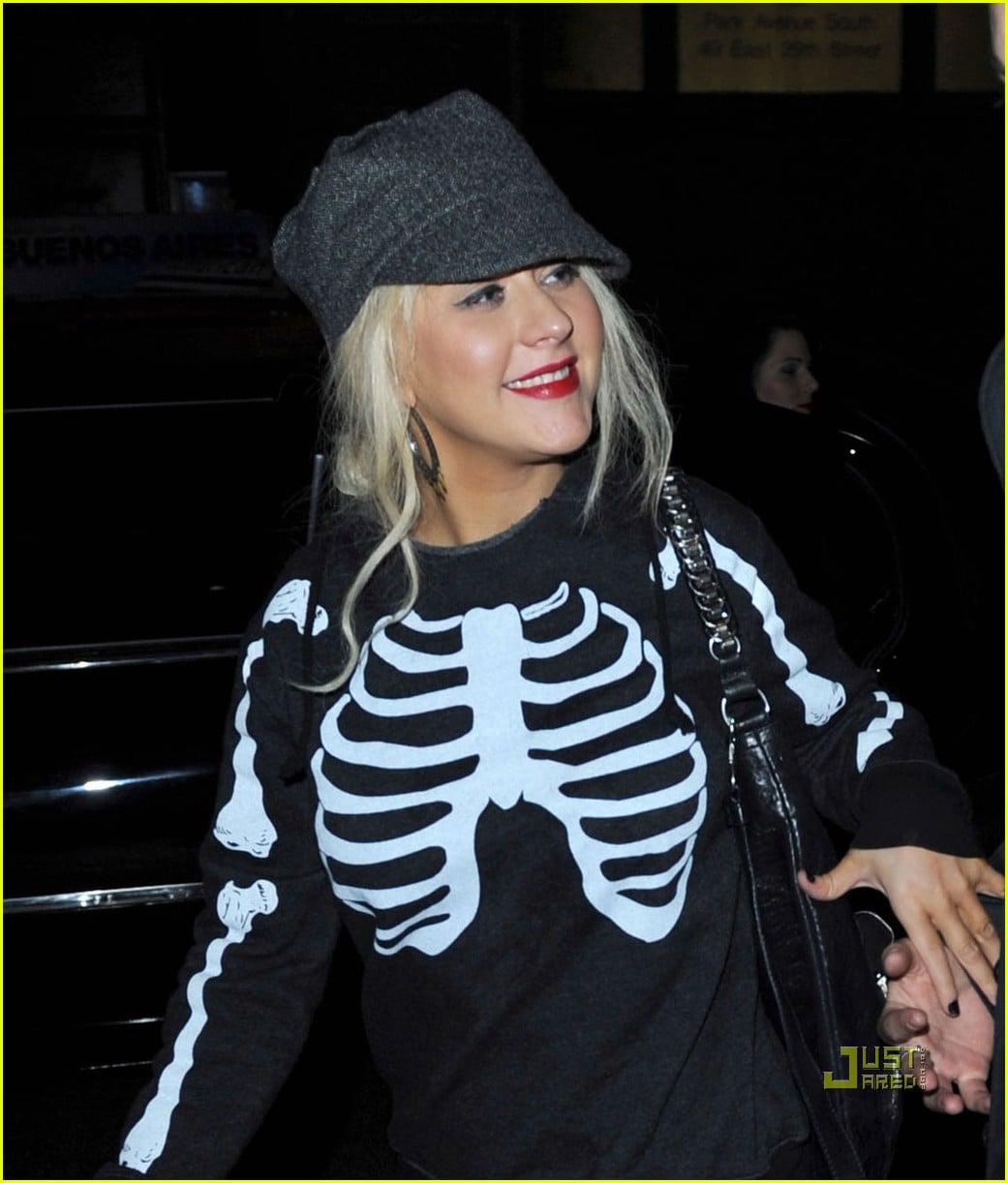 Christina Aguilera: Skeleton Shirt in NYC!: Photo 2540686 | Christina ...