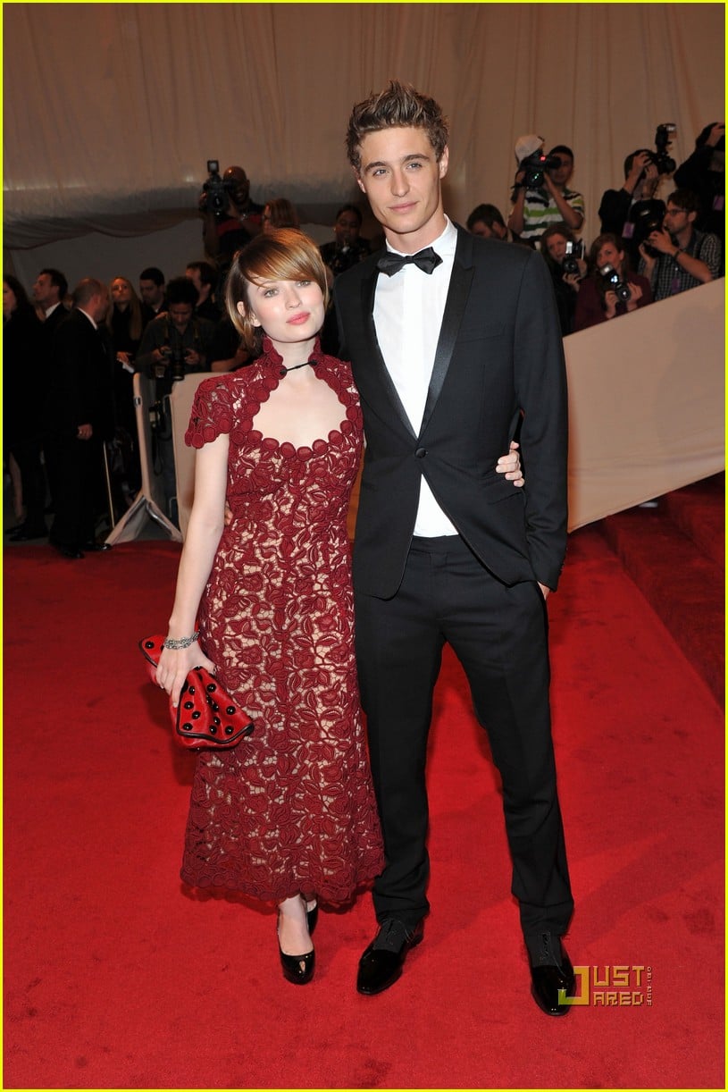 Emily Browning keeps close with boyfriend Max Irons at the MET Ball held at...