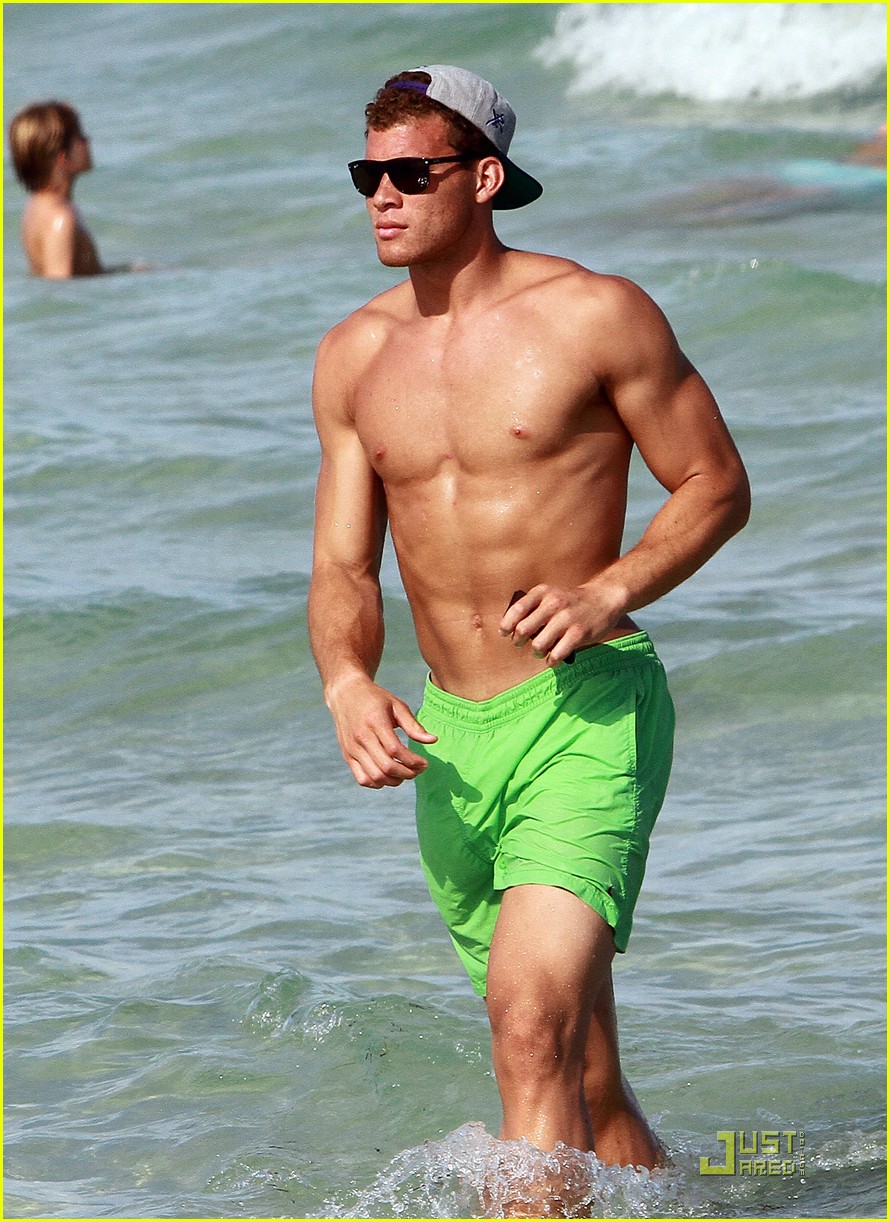 Blake Griffin shows off his killer abs as he goes shirtless on the beach on...
