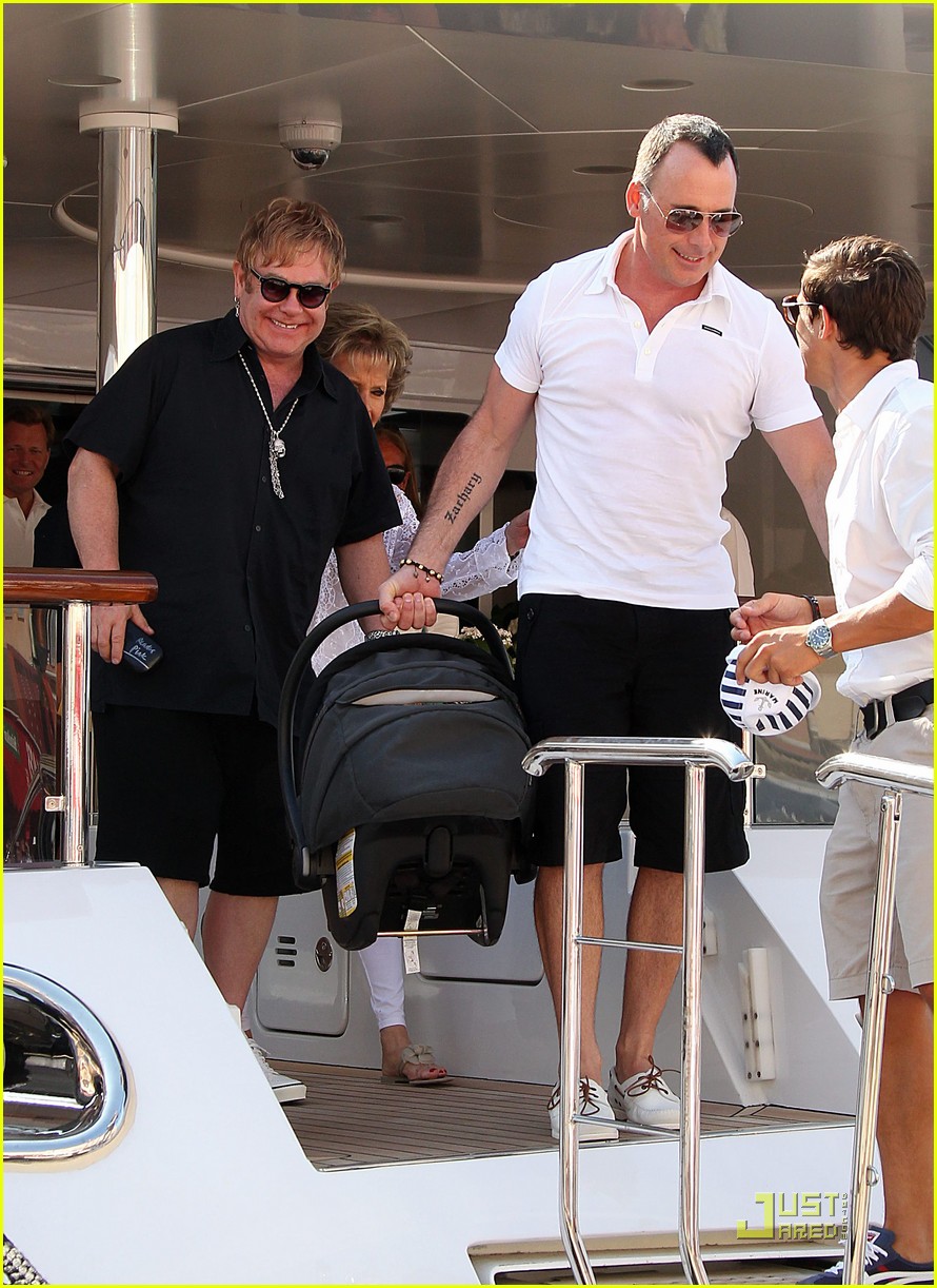Elton John & David Furnish St. Tropez with Baby Zachary! Photo