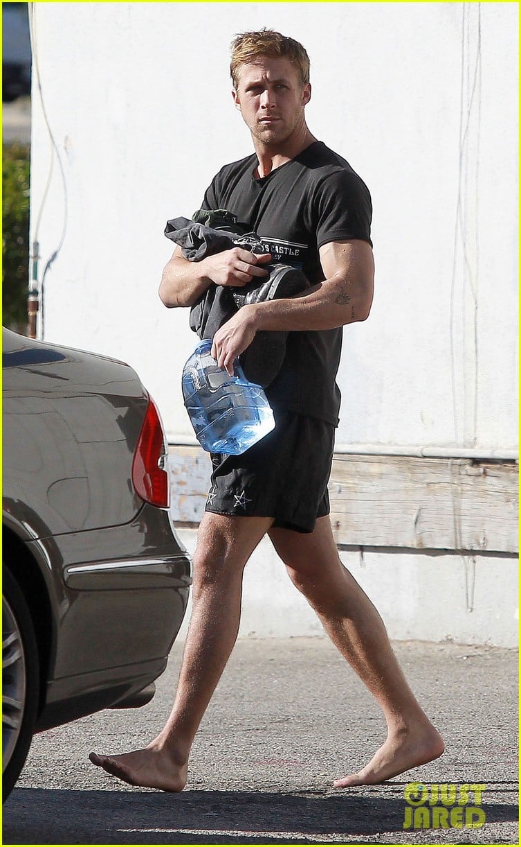 A barefoot Ryan Gosling walks out of a mixed martial arts (MMA) class on We...