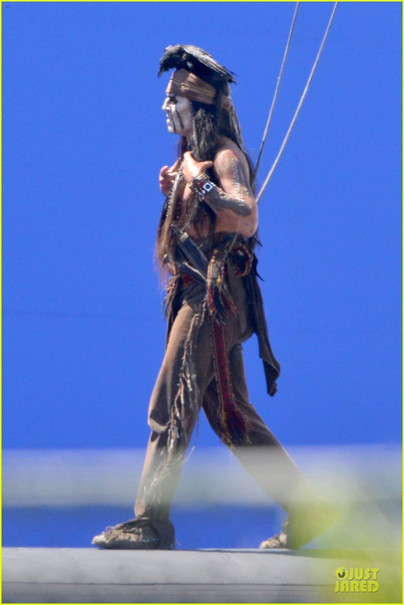 Johnny Depp: Shirtless on 'Lone Ranger' Set! johnny depp lone ran...