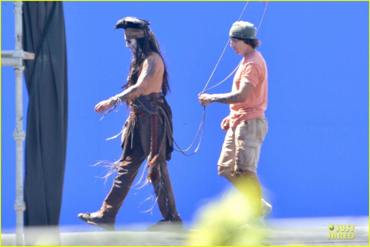 Johnny Depp: Shirtless on 'Lone Ranger' Set! johnny depp lone ran...