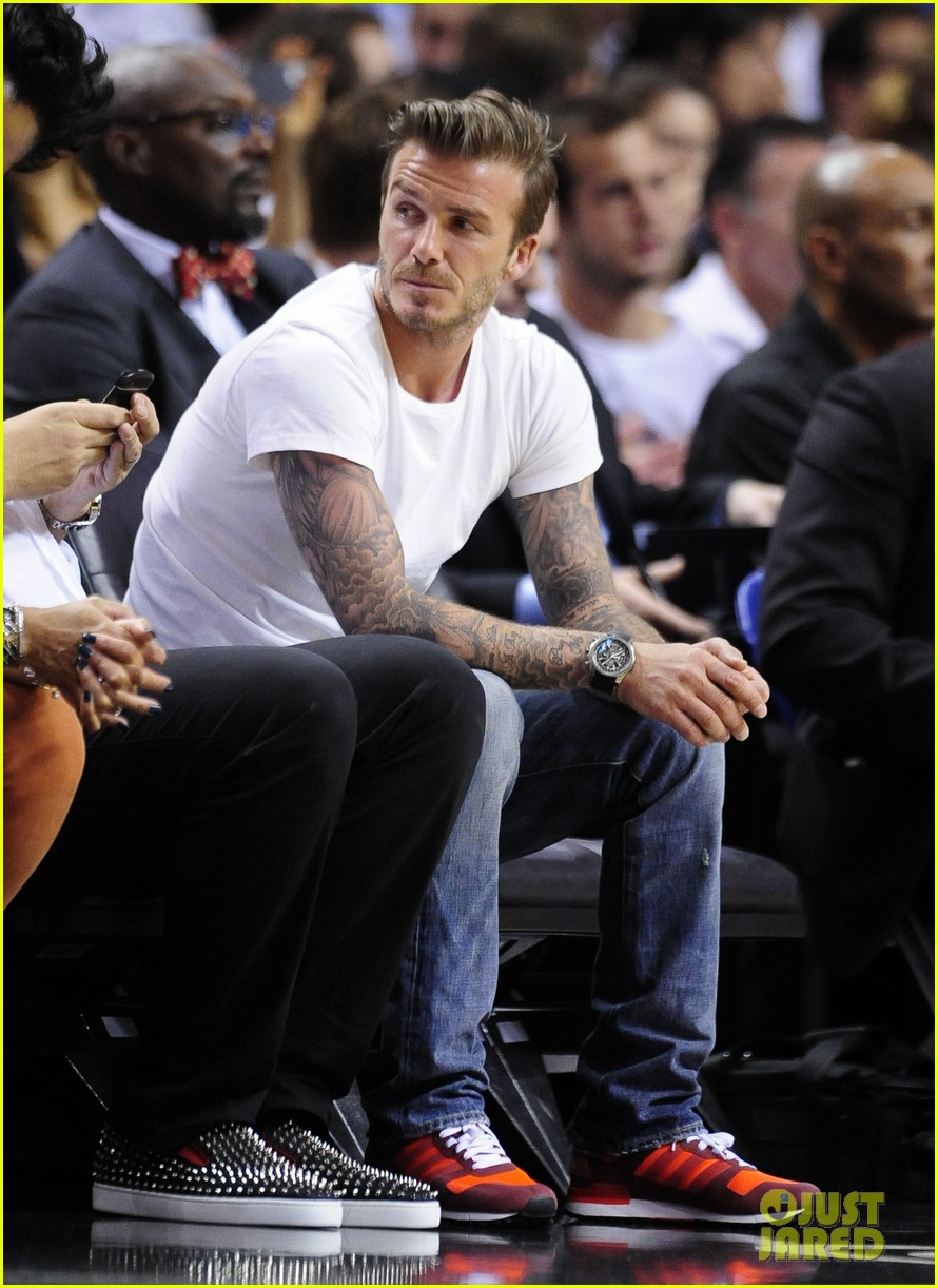 David Beckham & Justin Bieber Courtside for Heat Basketball! Photo
