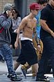 justin bieber shirtless before all night studio session 01