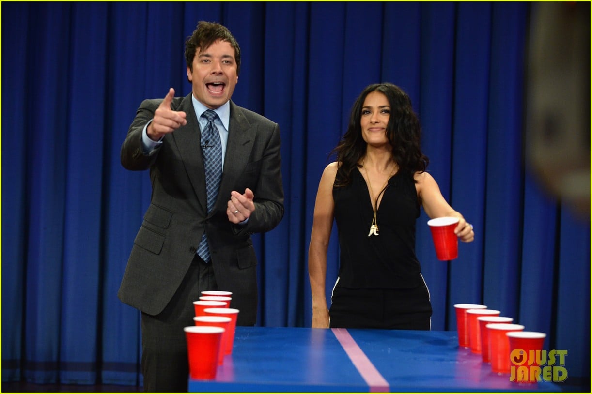 Salma Hayek Plays Beer Pong on 'Late Night with Jimmy Fallon' Photo