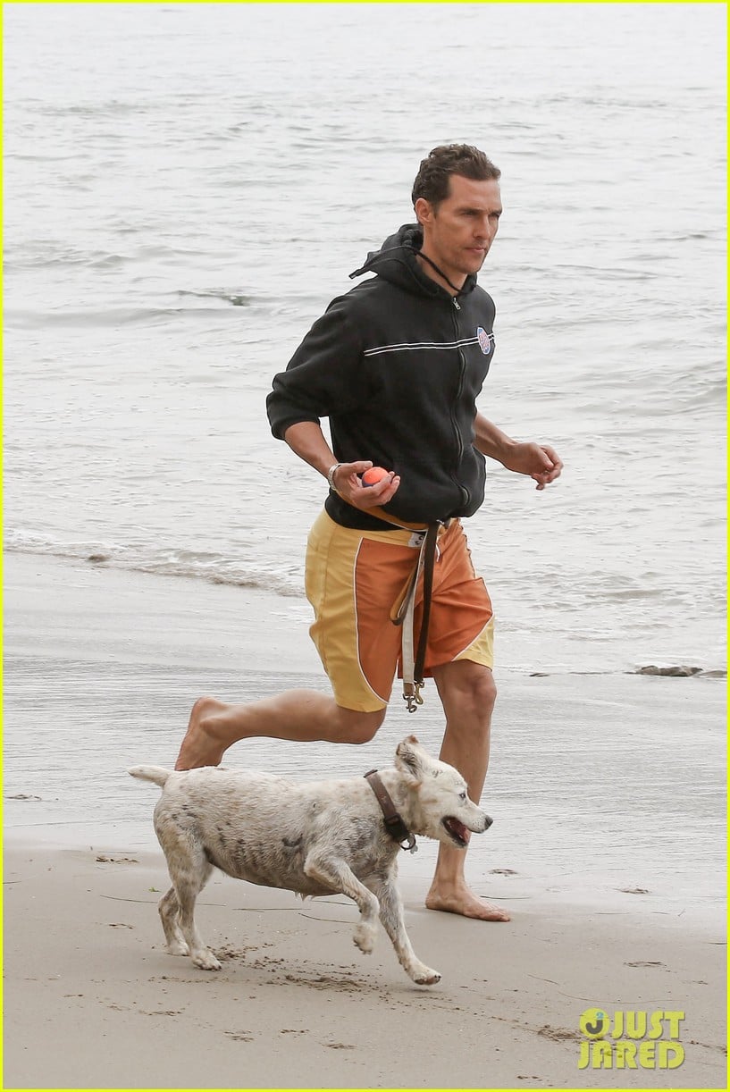 Matthew McConaughey Exercises Dogs on Son Levi's Birthday! Photo