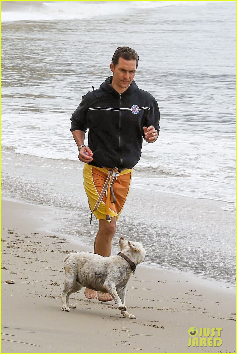 Matthew McConaughey Exercises Dogs on Son Levi's Birthday! Photo
