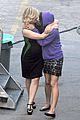 amy poehler playfully kisses aubrey plaza on parks rec set 14
