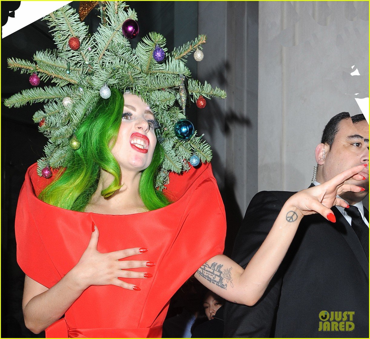 Lady Gaga Dresses as Christmas Tree After Jingle Bell Ball! Photo