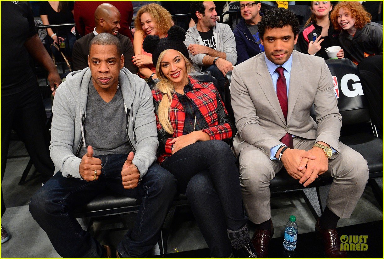 Beyonce & Jay Z Brooklyn Nets Game with Super Bowl Champion Russell