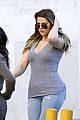 kim kardashian goes back to brunette hair steps out with sisters khloe kylie with new do 13