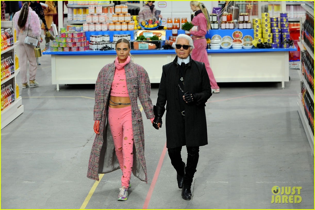 Cara Delevingne & Kendall Jenner Walk Supermarket Inspired Runway