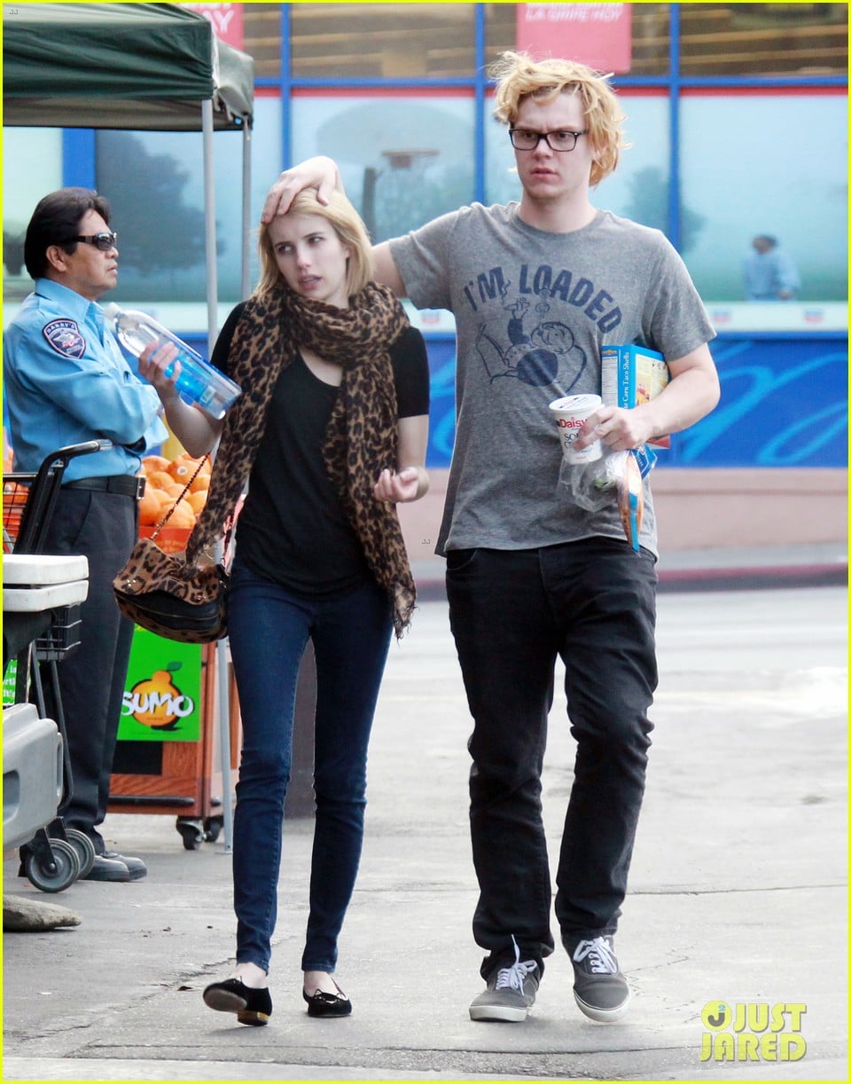 Evan Peters Rests His Hand on Fiancee Emma Roberts' Head: Photo 3069301