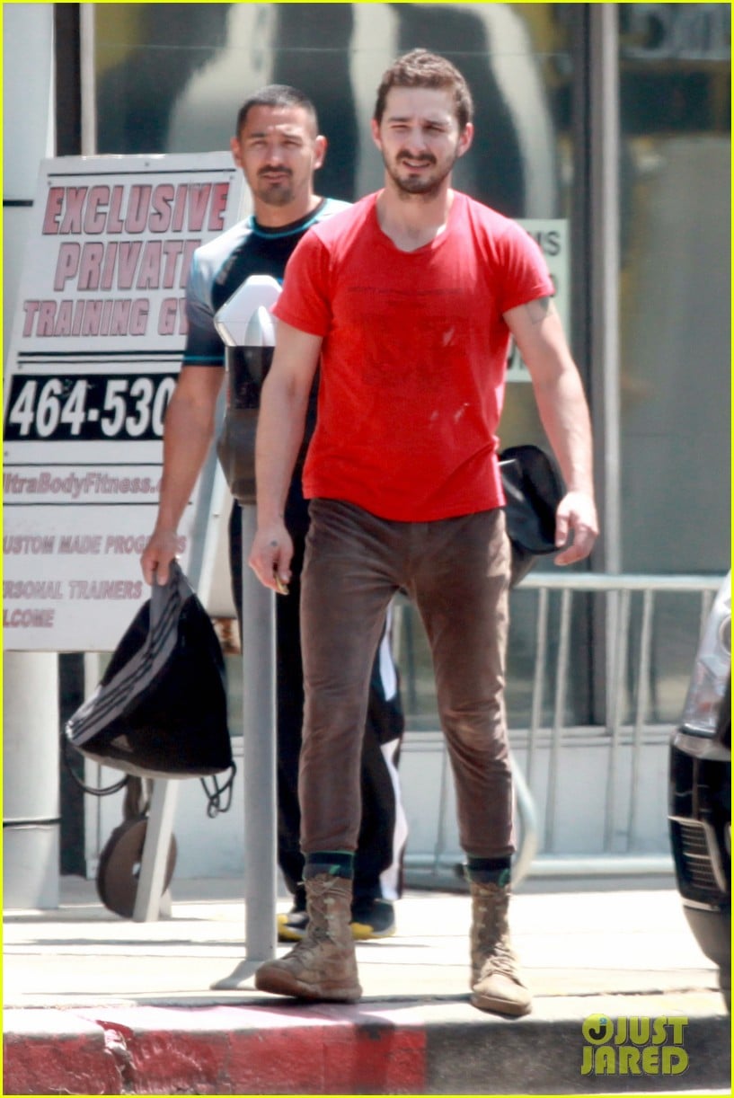 Shia LaBeouf Wears One of His Favorite Outfits for a Gym Workout Photo