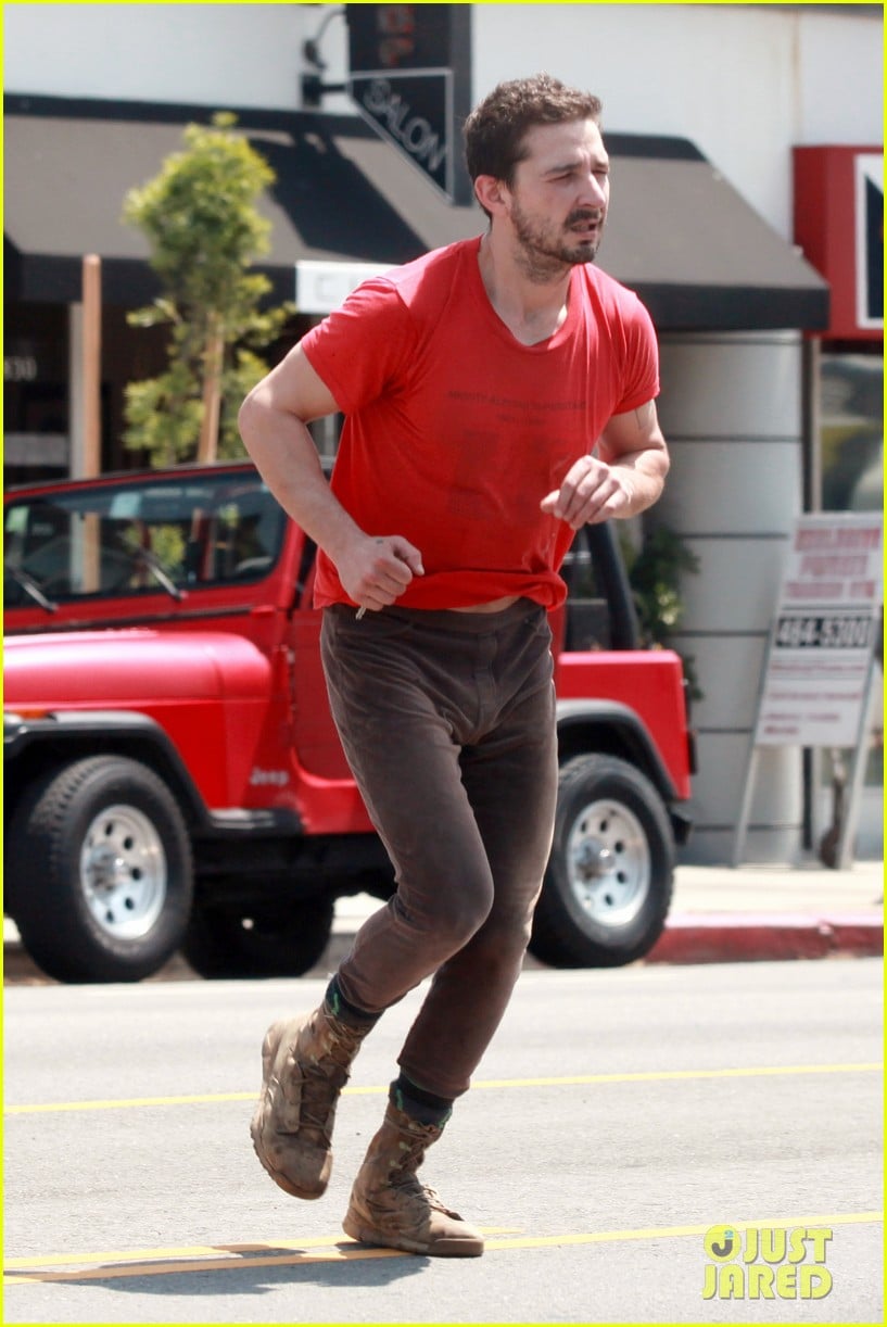 Shia LaBeouf Wears One of His Favorite Outfits for a Gym Workout Photo