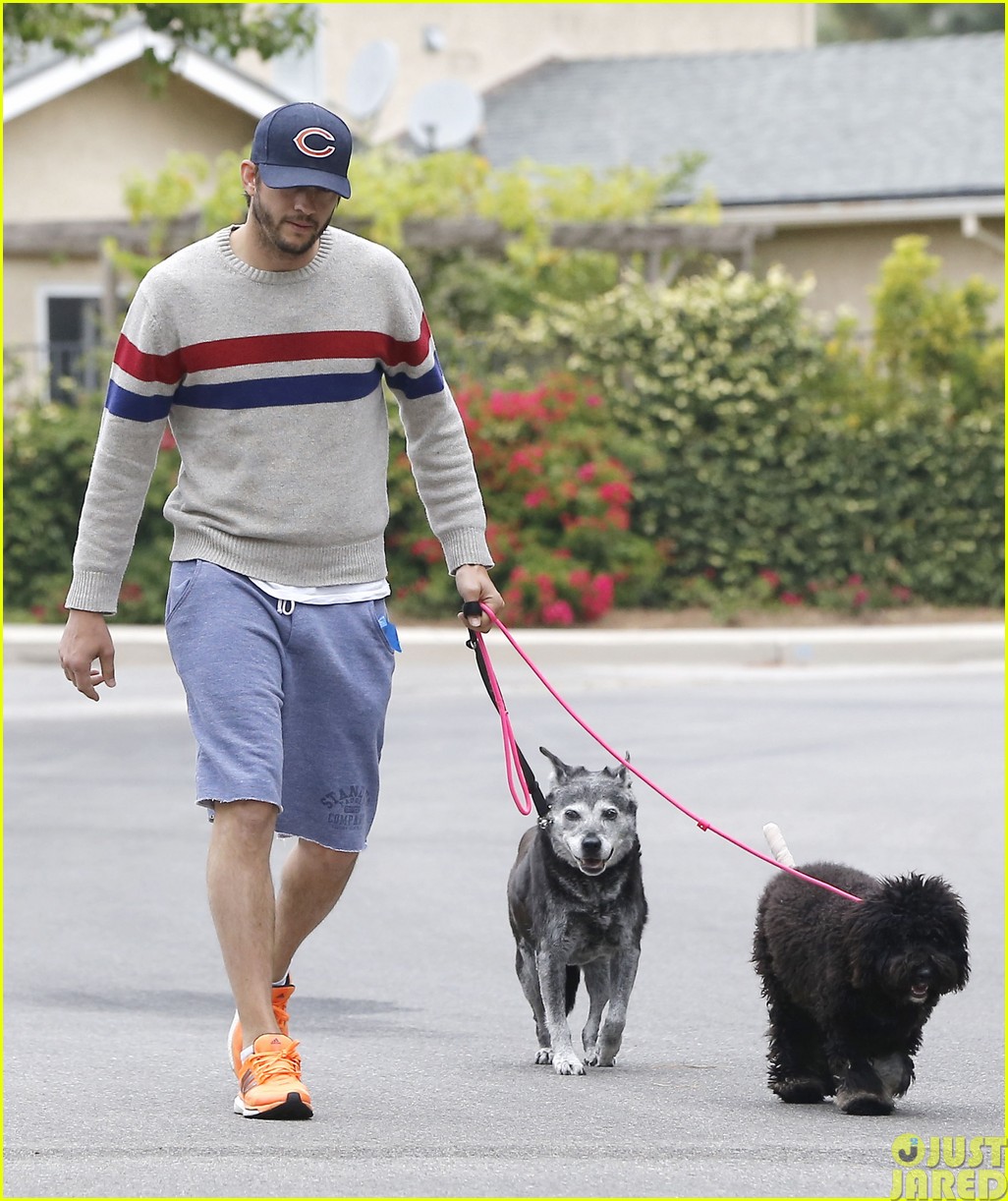 Photo ashton kutcher walks dog01 Photo 3121630 Just Jared