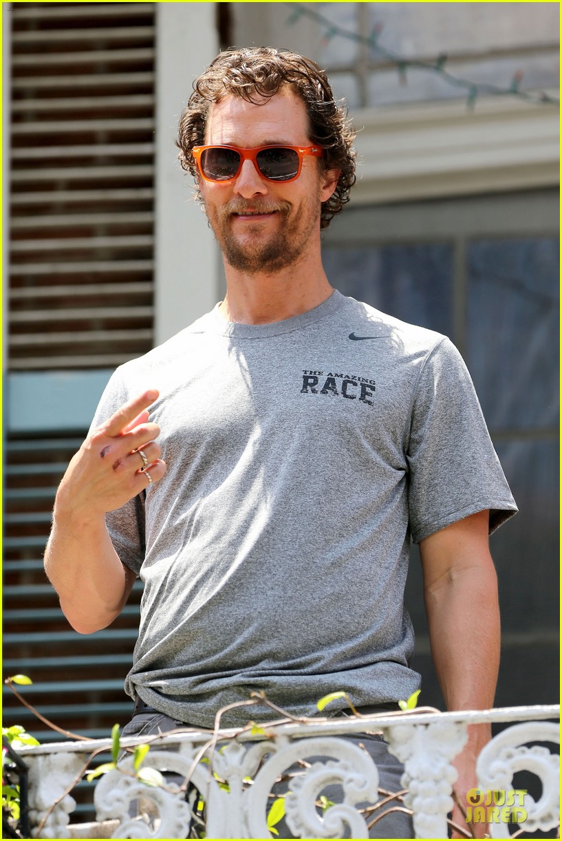 Matthew McConaughey Plays Football with Brad Pitt in New Orleans