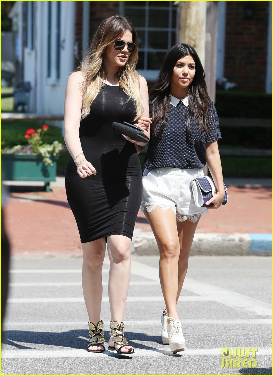 Khloe & Kourtney Kardashian Are Stylish Sisters for Hamptons Lunch