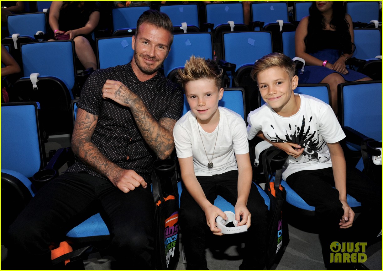David Beckham & His Sons Get Drenched with Golden Slime at Kids' Choice