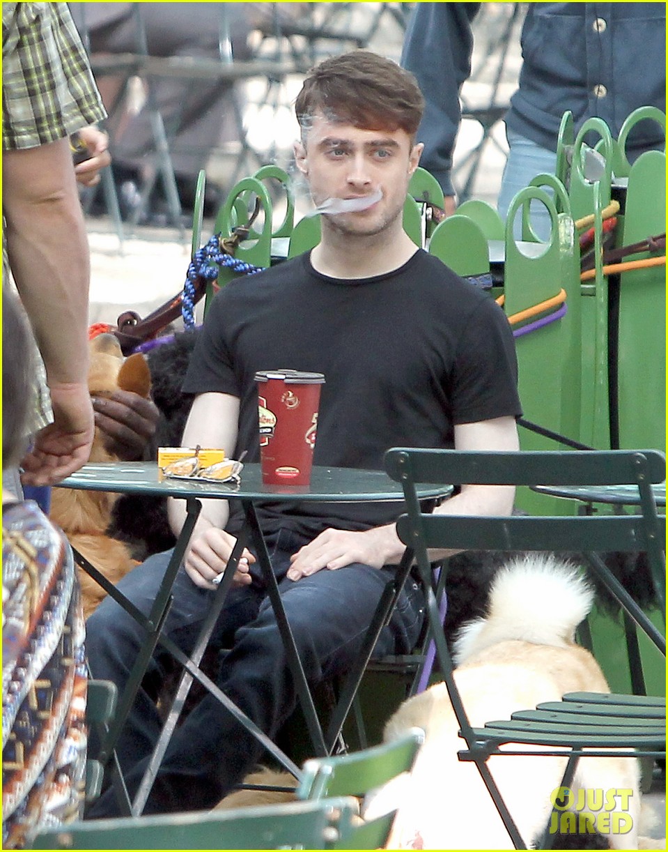 Daniel Radcliffe Handles Multiple Dogs on NYC 'Trainwreck' Set! Photo