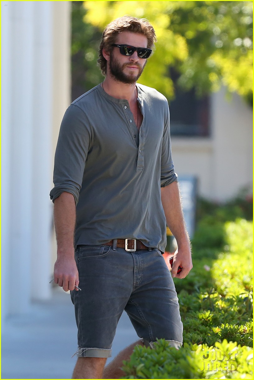 Liam Hemsworth shows off a full beard while out and about in Los Angeles wi...