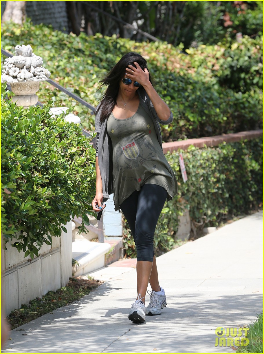 Pregnant Zoe Saldana & Hubby Marco Perego Step Out for Sunny Stroll After Taking On the Ice