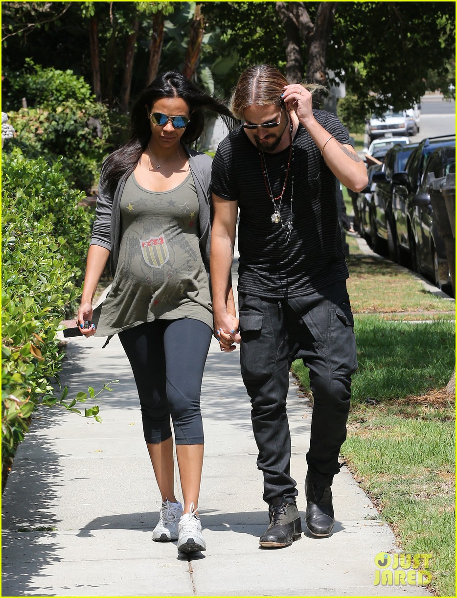 Pregnant Zoe Saldana & Hubby Marco Perego Step Out for Sunny Stroll After Taking On the Ice