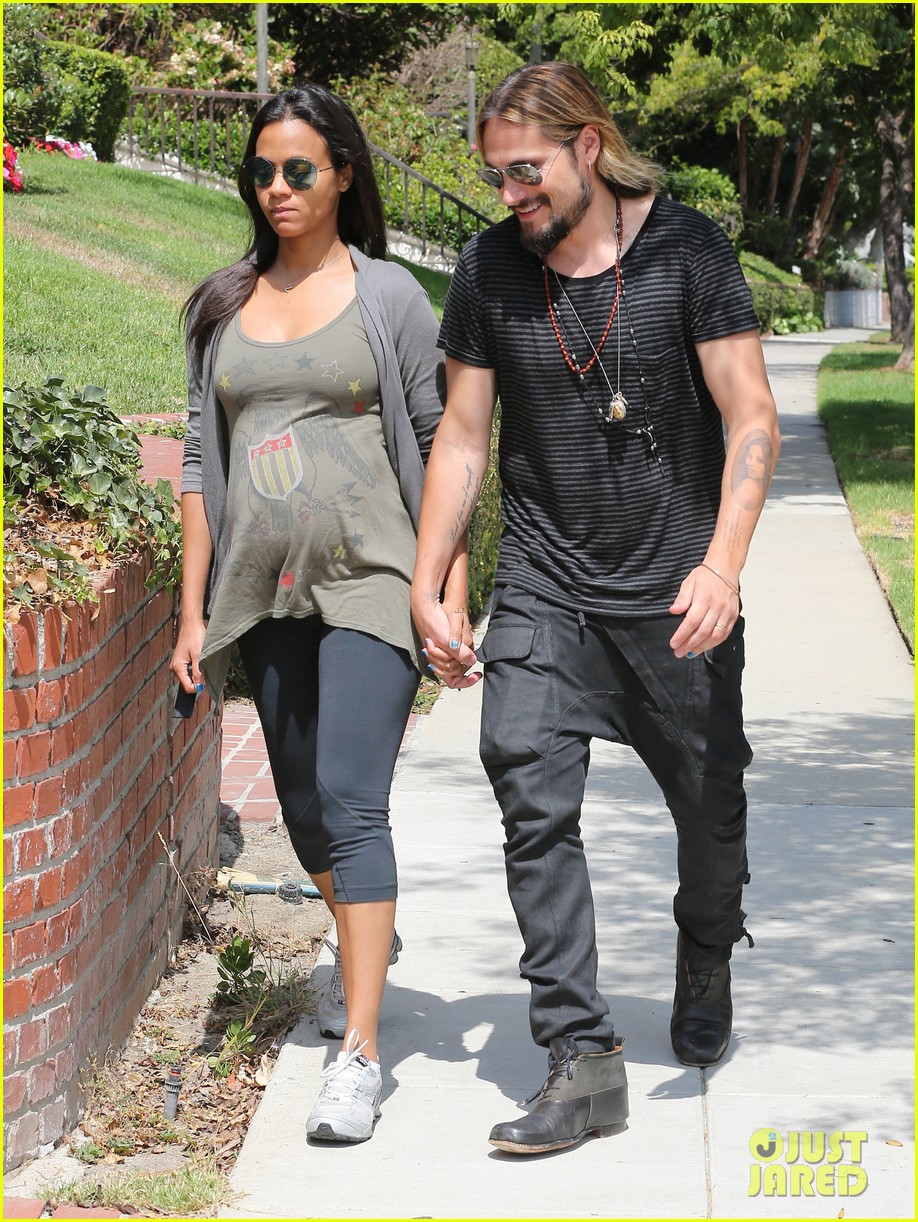Pregnant Zoe Saldana & Hubby Marco Perego Step Out for Sunny Stroll After Taking On the Ice