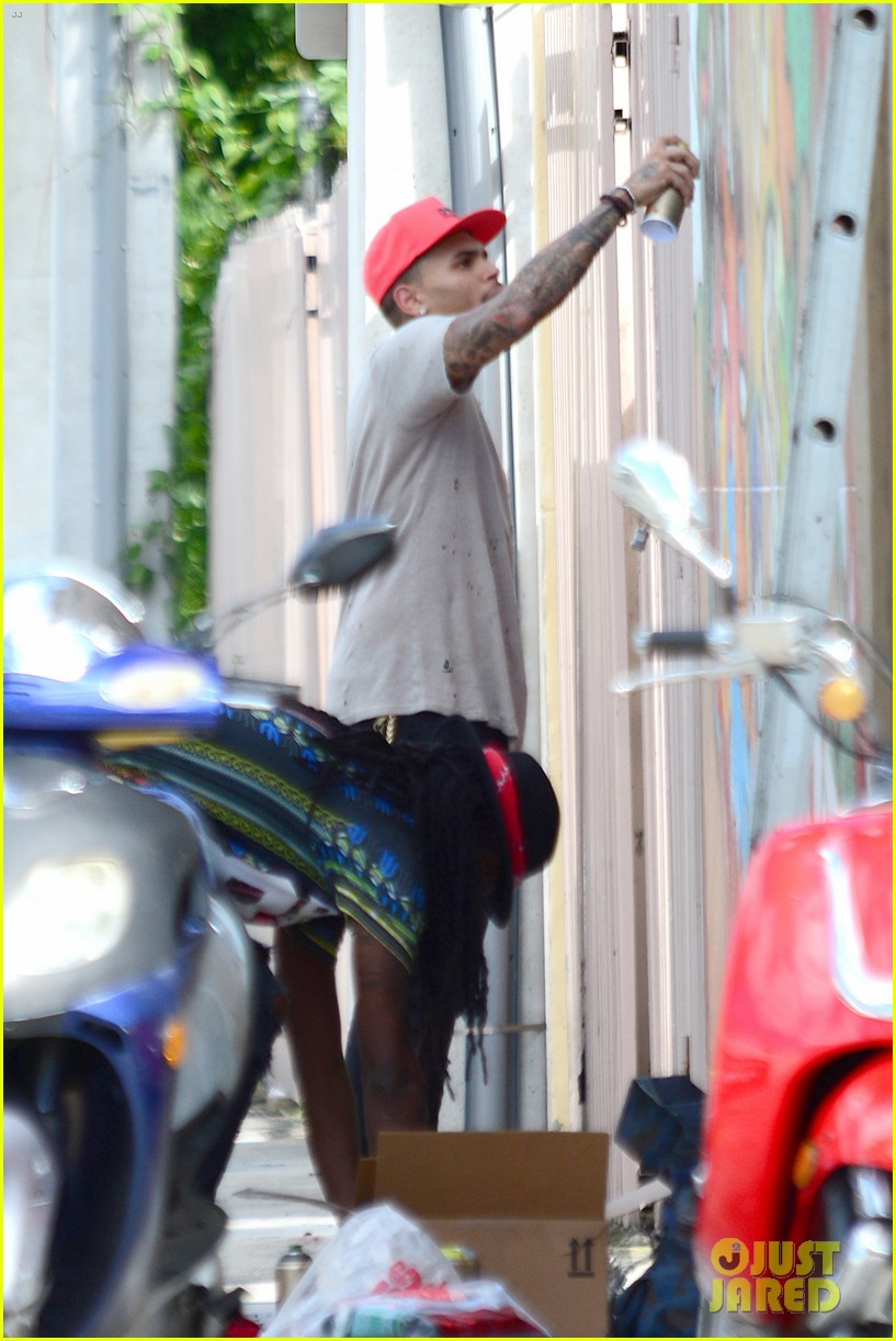 Chris Brown Spray Paints the Town in Miami Photo 3228775 Chris Brown