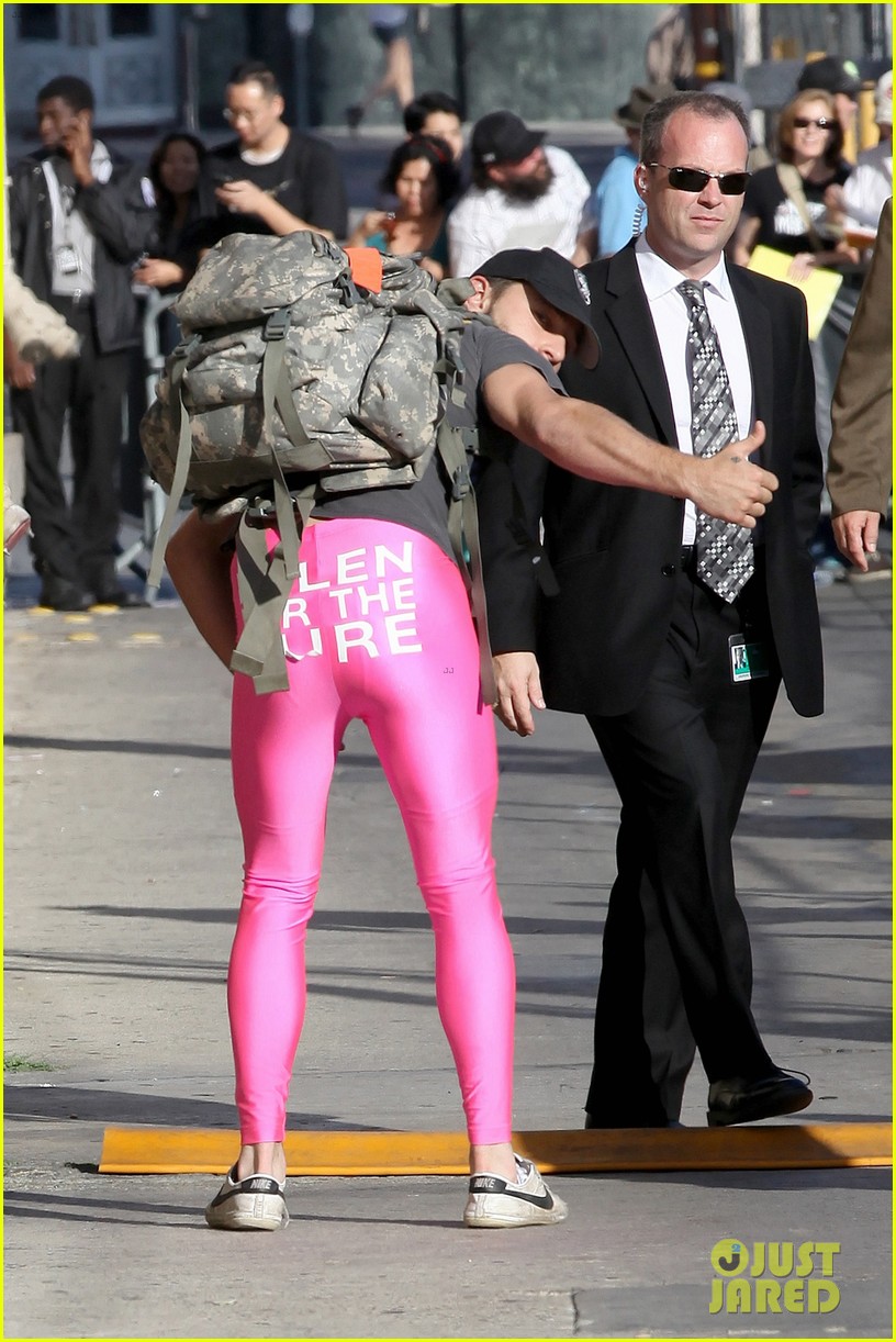 Full Sized Photo of shia labeouf wears pink tights to accept ellen degenere...