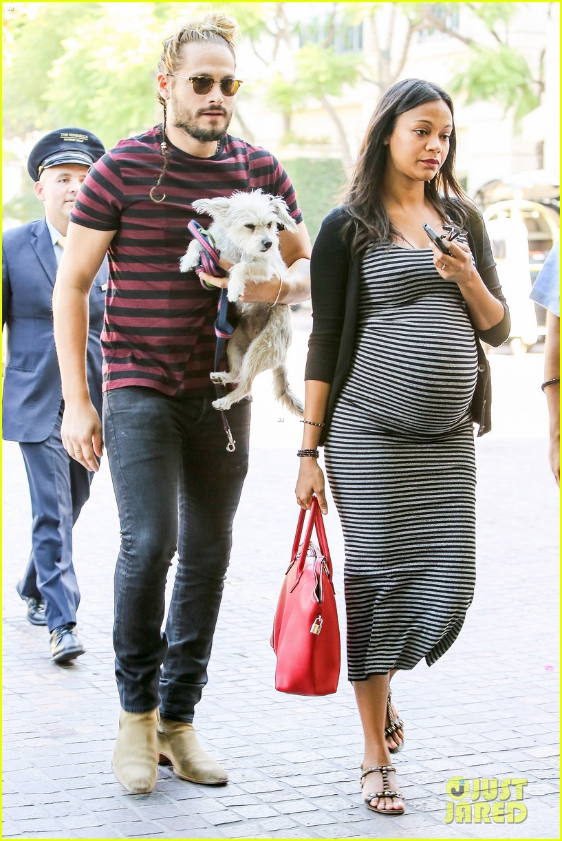 Pregnant Zoe Saldana's Growing Baby Bump Takes the Spotlight at Brunch